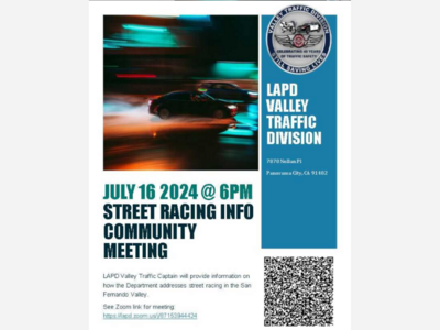 Street Racing Info: Zoom Meeting LAPD Valley Traffic Div