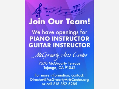 McGroarty Arts Center Music Teacher Opportunities!