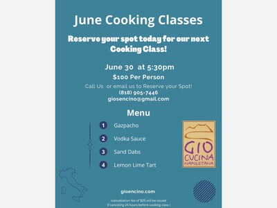 June Italian Cooking Class in Encino