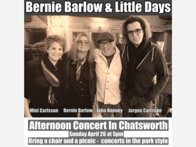 Bernie Barlow & Little Days: 4/26 Concert-in-the-Park-Style