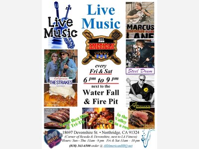 Sat Free Live Music @ All American BBQ Voted BEST Ribs Smoked (Beef & Baby Back) & Tri-Tip in the Valley next to the Fire Pit & Heaters