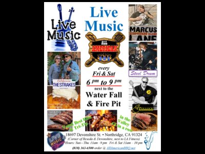 Fri Free Live Music @ All American BBQ BEST Rib-Tri-Tip in the Valley